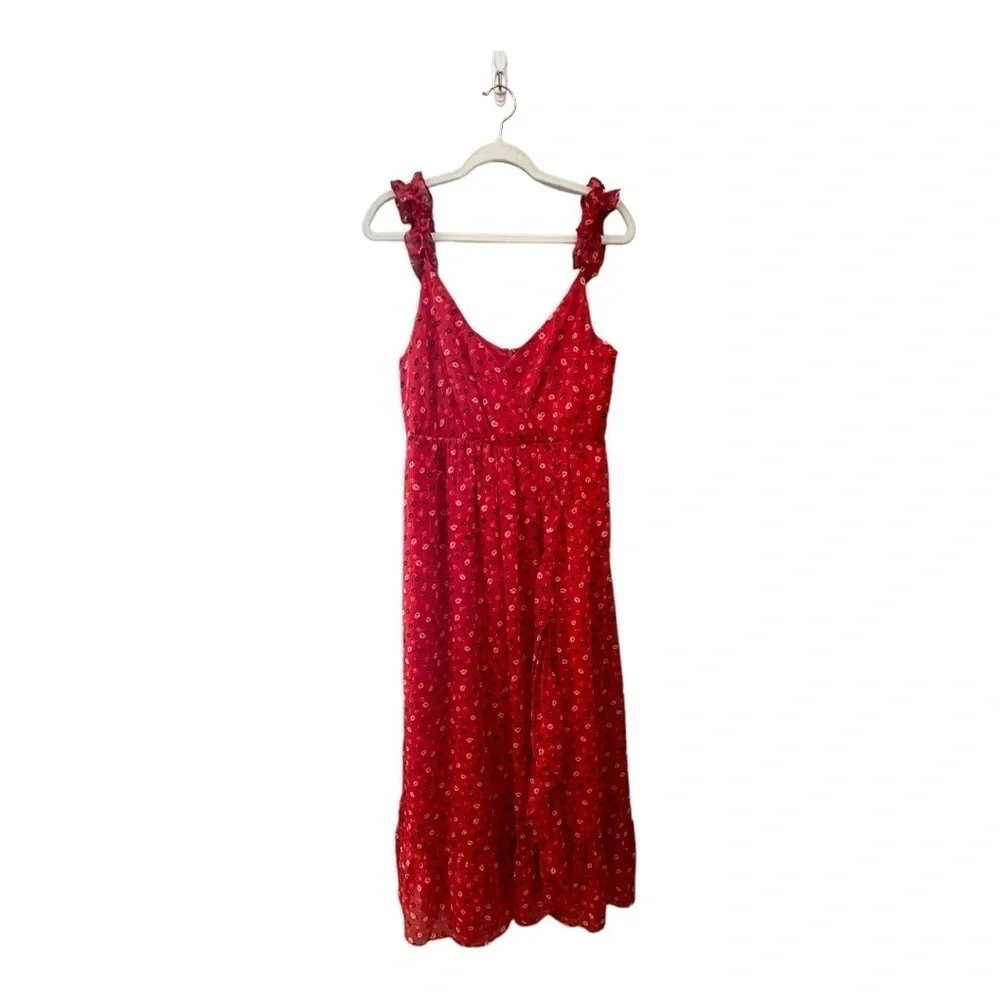 Madewell Ruffle-Strap Wrap Dress in Metallic-Striped Prairie Posies - Picture 2 of 7